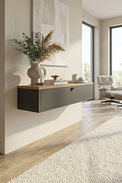 BAGAX Tek Kapaklı Modern Dresuar Antre Hol Dekoratif Dresuar Mobilya 100 CM