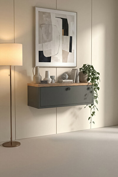 BAGAX Tek Kapaklı Modern Dresuar Antre Hol Dekoratif Dresuar Mobilya 60 CM
