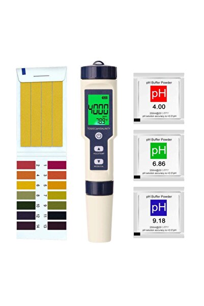 TFIXOL 5-in-1 Multi-parameter Water Quality Tester (pH/EC/TDS/Salinity/Temperature)