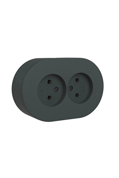 lowell home Anthracite Surface Mounted Double Grounded Socket – Modern Stylish Design, Durable Electrical Socket Double