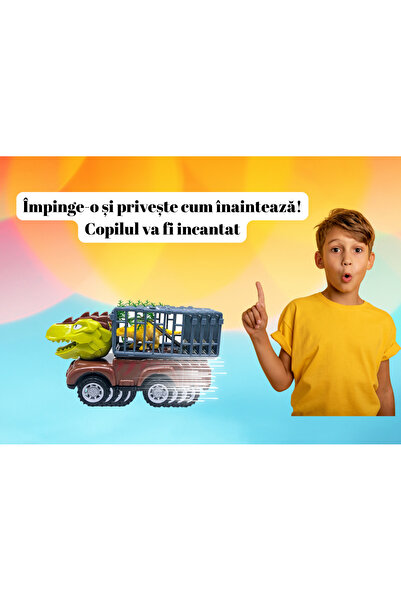 ERGINO Set of 4 Dinosaur cars, Mobile cages, 12 pieces, Accessories, 13cm, Plastic, +3 years, ERGINO®