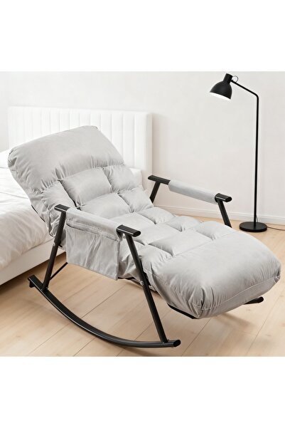 Topone1Topone1 Rocking Chair with Side Pocket, Adjustable Backrest, Upholstered Rocker Chair, Modern Armchair