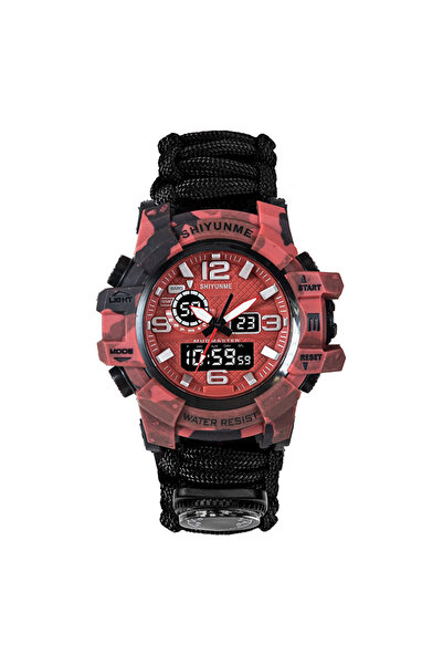 shiyunmei Lifeline dual display electronic watch, field emergency flint whistle compass, men's sports watch