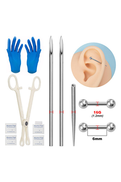 Choice طقم ثقب الجسم OT14045-11MX، إبرة دبوسية مدببة من الفولاذ الجراحي، شفة،...