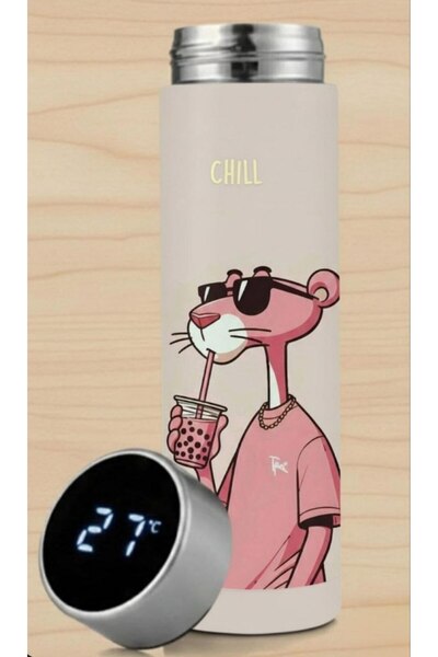 REBRAND Dereceli Steel Digital Led Temperature Display Smart Thermos Printed 450ml