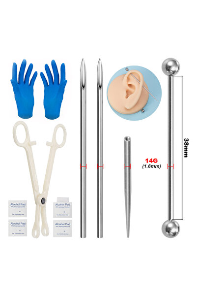 Choice طقم ثقب الجسم OT14045-7MX، إبرة دبوس مدبب ملولب من الفولاذ الجراحي، شف...