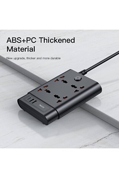 Yesido MC11 7-in-1 Power Socket Extension, 2M Cable, 4 AC, Type-C 20W, Dual USB QC3.0