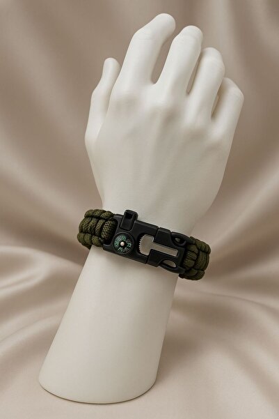 Lunarie Askeri Yeşil Survival Bileklik – Pusula, Bıçak, Düdük ve Ateş Başlatı...