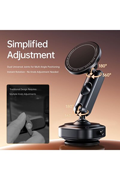 Generic Vacuum Magnetic Car Phone Holder 360 Rotation Foldable Dashboard Mount Aluminum 4 to 8 Inch Mobile