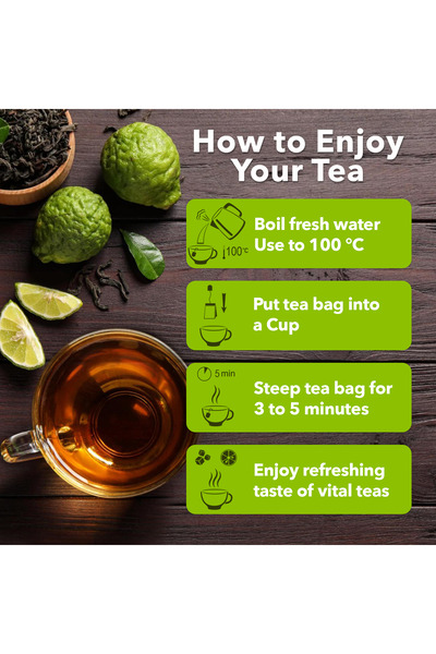 vital tea (عبوة من 6 أكياس) شاي إيرل جراي الأسود - نكهة ناعمة وقوية وغنية في 25 عبوة عملية