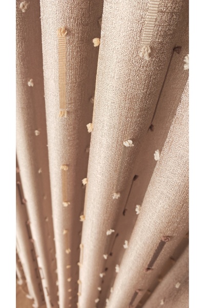 Yuka Coffee Panel Background Curtain Vertical Stripe Detail Single Panel 1/3 Dense Pleated Luxury Series Heavy Weight Shiny