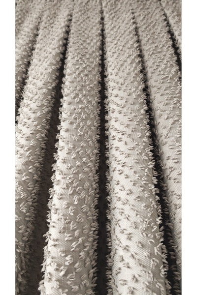 Yuka Gray Panel Background Curtain with Tassels Single Panel 1/3 Pleated Luxury Series Heavy Weight