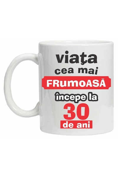 CRD PRINT Personalized mug "A beautiful life begins at...", 30 years, CRD PRINT, 330ml, white