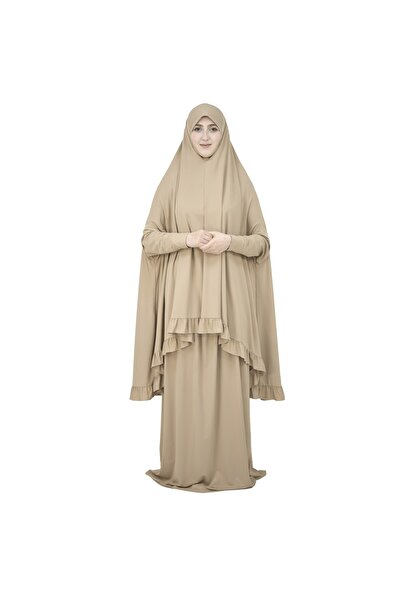DAMAS COLLECTION Tow Piece Prayer Dress Flowy Skirt & Sleeved Hijab From Soft, Breathable & Stretchable Fabric .
