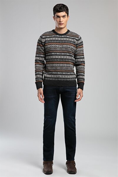 Lee Cooper Adriel Men's O-Neck Sweater Anthracite-Saffron Patterned