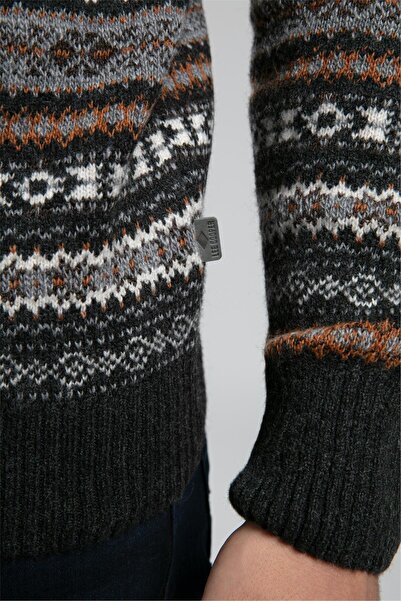 Lee Cooper Adriel Men's O-Neck Sweater Anthracite-Saffron Patterned