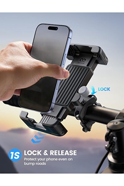 Lamicall حامل هاتف للدراجات النارية - قفل سريع 1 ثانية، يناسب الهواتف مقاس 6-7 بوصات