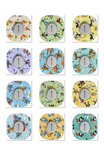 Dia BandTR Cartoon - Dexcom G7 Sensör Koruyucu Bant 12'li Paket