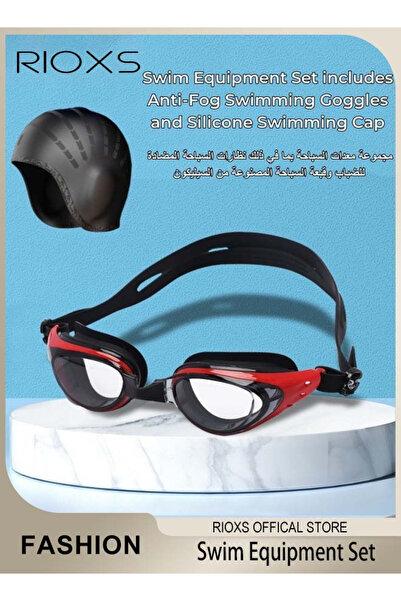 RIOXS مجموعة معدات السباحة، نظارات سباحة مضادة للضباب ومقاومة للأشعة فوق البن...