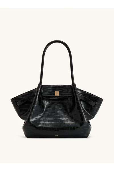 JW PEI حقيبة هانا متوسطة الحجم - جلد تمساح أسود