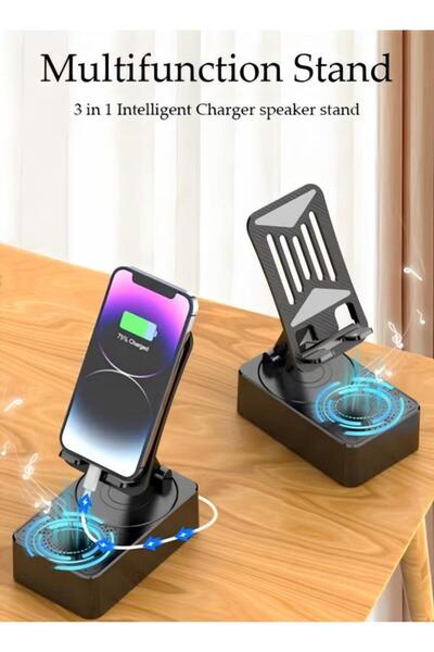 DOMEET Cell Phone Stand Three-In-One Bluetooth Speaker & Phone Stand & Power Bank Rotatable 5000mAh