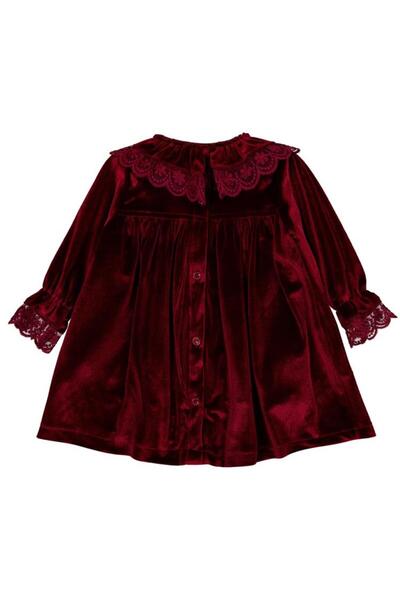 Civil Baby 6-18 Months Dress with Ruffled Collar - Burgundy 12-18 Months