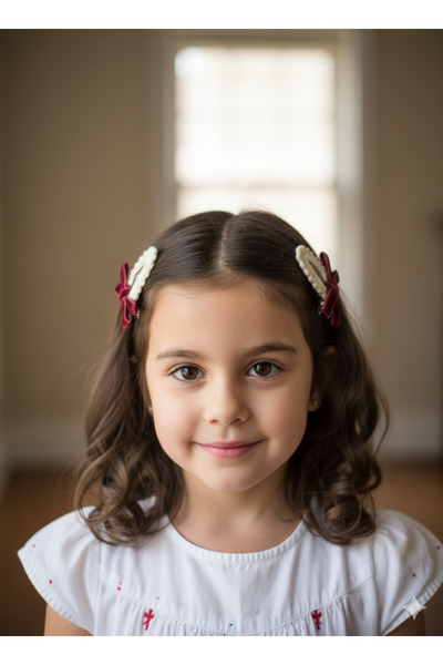 La Pince Fiyonk Desenli Kız Çocuk Saç Tokası (2 Adet)