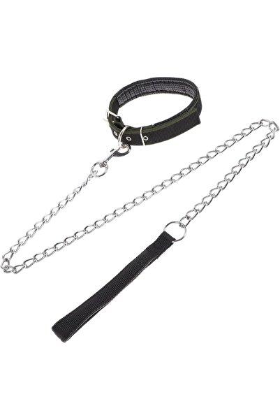 Defsedar سلسلة معدنية مطلية بالكروم للكلاب مع مقبض مبطن (4 أقدام / 120 سم)