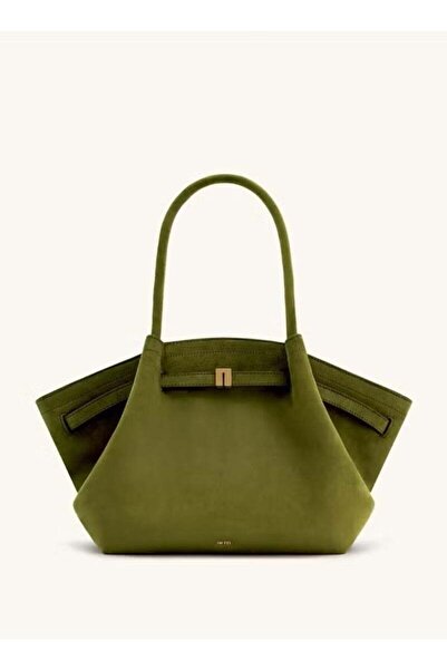 JW PEI حقيبة هانا متوسطة الحجم من جلد الغزال الصناعي - زيتوني غامق