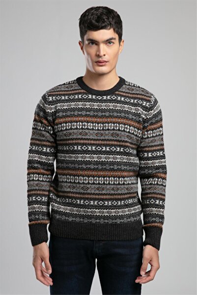Lee Cooper Adriel Men's O-Neck Sweater Anthracite-Saffron Patterned