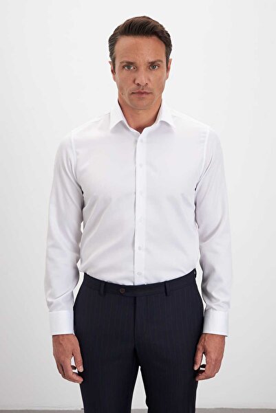 Paşahan No Ironing Required 100% Cotton Non Iron Classic Collar Satin Men's Shirt