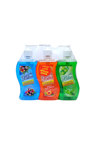 Bliss Hand Wash Combo Floral, Peach, Green Apple Scents Gentle Clean (Pack of 3 × 500 ml)