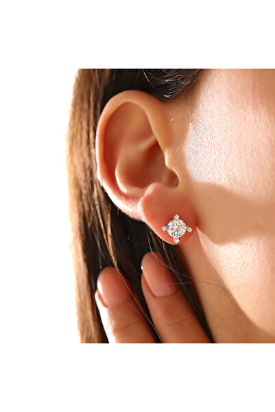 Hediyesepeti Original Stylish Silver Earrings with Stones