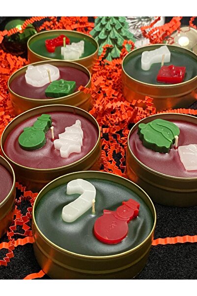 Bulmira Yılbaşı Temalı Teneke Kutuda Soyawax İle Yapılmış Sandal Ağacı Kokulu Mum Yeşil