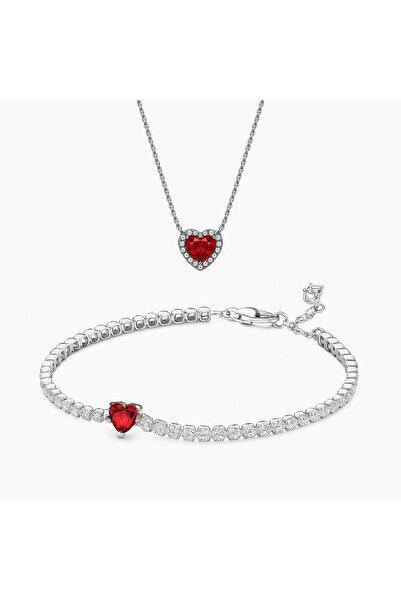 NOVVO Set bijuterii Colier si Bratara Red Heart Argint 925