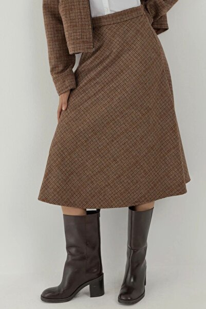 Hiccup Μάλλινη μείγματα υψηλής ποιότητας καρό μακριά φούστα