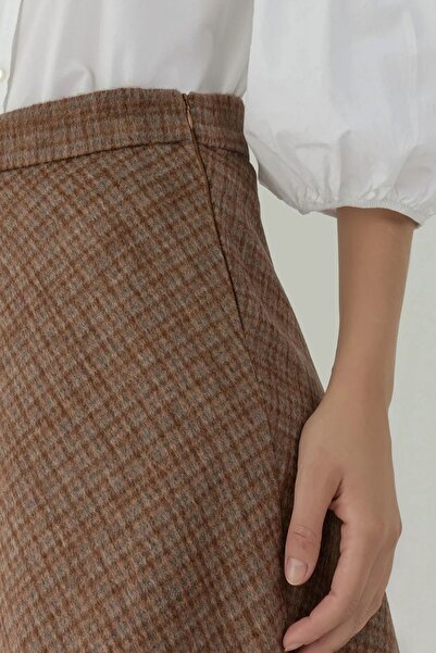 Hiccup Μάλλινη μείγματα υψηλής ποιότητας καρό μακριά φούστα