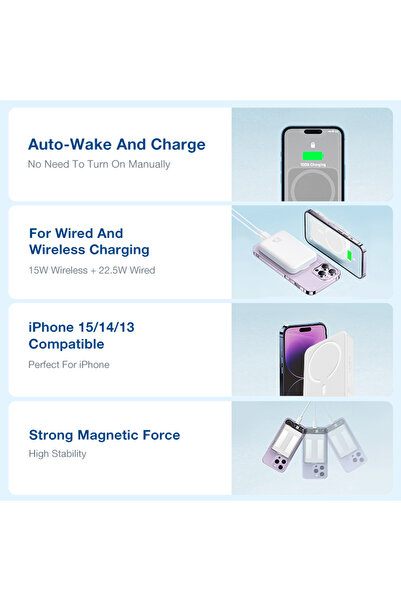 EYD 5000mAh Wireless Power Bank 18W Fast Fast charging＆22.5W PD Strong Magnetic Force