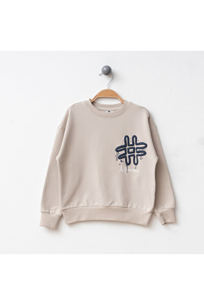 MARCOERA Kare Kabartma Baskılı Çocuk Sweatshirt