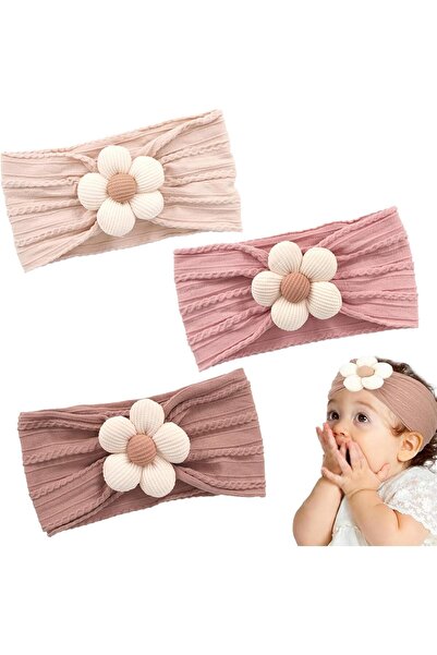 Duomama أطواق شعر بتصميم زهور للأطفال - ربطات شعر ناعمة من النايلون للأطفال ح...