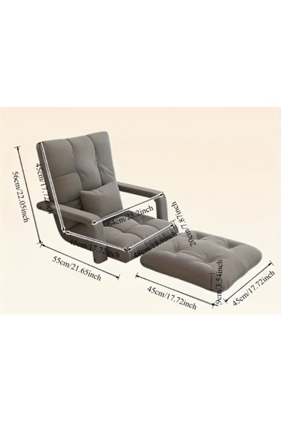 Aralifes Folding Floor Chair with Armrest Adjustable 6 Position Padded Indoor Chaise Lounger Sofa