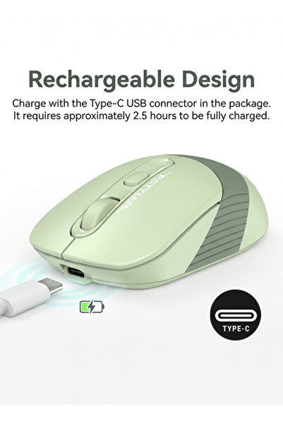 A4 Tech Dual Mode Rechargeable Wireless/Bluetooth Mouse FB10CS (Green)