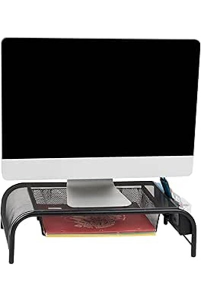 Mind Reader MESHMONSTA-BLK Metal Mesh Monitor Stand and Desk Organizer with D...