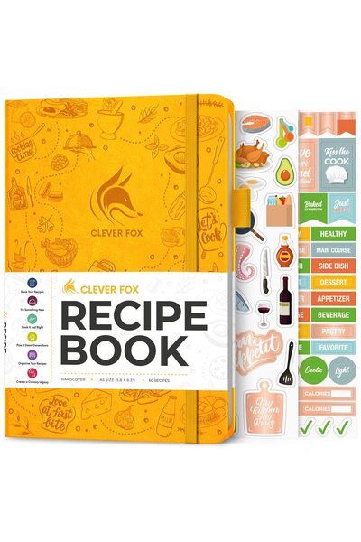 Clever Fox Recipe Book - Blank Recipe Notebook, A5 Hardcover, stores 60 recip...