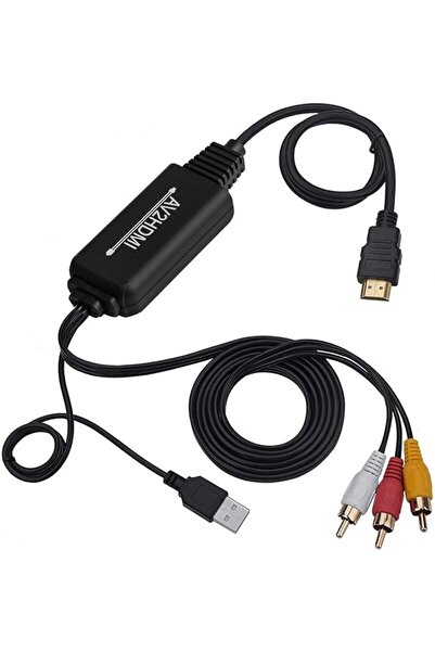 KASTWAVE كابل تحويل RCA إلى HDMI، 3RCA مركب إلى HDMI بدقة 1080 بكسل