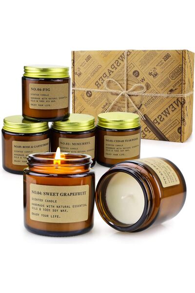 genernic MOULENGGU Aromatherapy Amber Jar Candles (6 Pack)