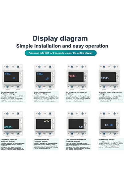 NALACAL 8-in-1 Digital Electricity Meter 170-300V 63A WiFi with APP Control