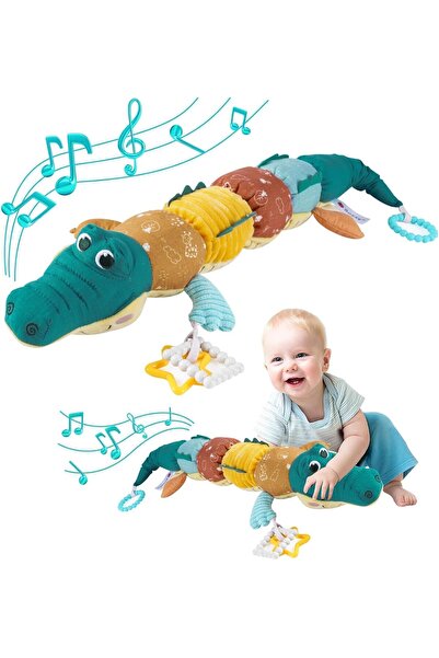 Soofam لعبة تمساح موسيقية قطيفة للأطفال في مرحلة التسنين