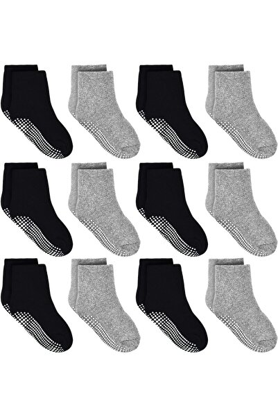 Generic Tphon Non-Slip Toddler Socks, 12 Pairs, Assorted Colors, Sizes 1-10 Y...