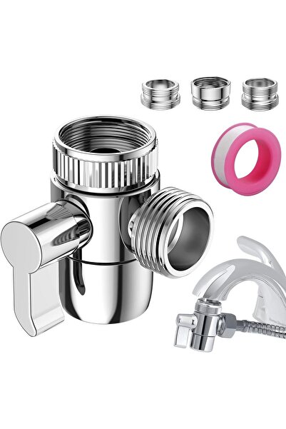 NALACAL Sink Faucet 3-Way Diverter Valve with Aerator and Adapters (55/64'', 15/16'', G1/2'')